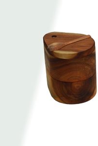 Caja de Especias de Madera de Acacia con Cuchara de Madera (Caja de Especias de Madera de Acacia de 2 Niveles con Cuchara de Madera 4.5x3.7x4.5) - Product Image 5