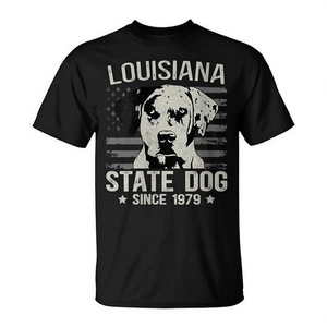 Camiseta Promocional de Estilo Retro para Amantes de los Perros, con Diseño del Perro Estatal de Louisiana, Catahoula Leopard Dog - Product Image 2