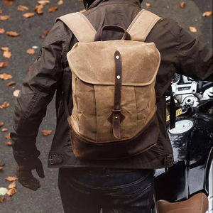 Mochila de Lona y Cuero Premium, con Cierre Suave, para Uso en Exteriores, Escuela, Trabajo, Viajes, Senderismo, Duradera, Unisex, Gran Capacidad, Funcional - Product Image 1