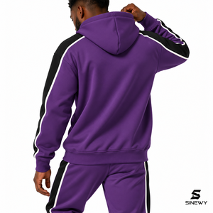 Sudadera con Capucha para Hombre SINEWY, Corte Regular, Forro Polar Transpirable, Ropa Casual de Invierno, 100% Algodón, Rayas Blancas y Negras en la Parte Delantera - Product Image 2