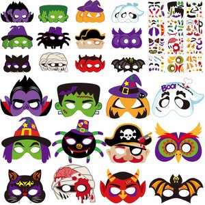 Máscara <span class=keywords><strong>de</strong></span> <span class=keywords><strong>Halloween</strong></span>, Kit artesanal, máscara <span class=keywords><strong>de</strong></span> papel <span class=keywords><strong>de</strong></span> <span class=keywords><strong>Halloween</strong></span> DIY <span class=keywords><strong>para</strong></span> fiesta, suministros <span class=keywords><strong>de</strong></span> actividades <span class=keywords><strong>para</strong></span> niños, calabaza, bruja, murciélago, Araña, Pirata, <span class=keywords><strong>Halloween</strong></span> - Product Image 1