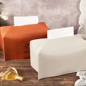 Cubierta de caja de pañuelos de cuero, elegante soporte de caja de pañuelos de Hotel rectangular con fondo magnético para Baño, Dormitorio, oficina, LBTC-0004D - Product Image 1