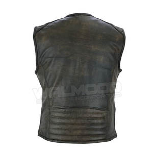 Gilet de moto en cuir pour hommes, toutes les tailles et couleurs disponibles, gilet de motard professionnel en cuir véritable sans manches - Product Image 4