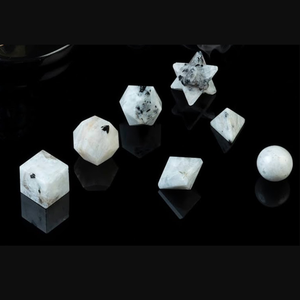 Ensemble de géométrie en cristal de pierre de lune arc-en-ciel pierre naturelle sacrée sculptée pour guérir les solides platoniques Formes géométriques uniques - Product Image 2