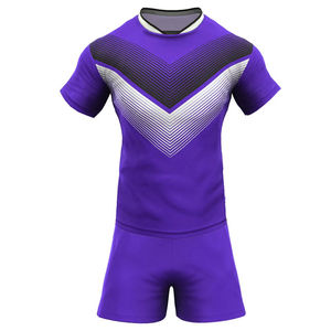 Uniformes de rugby personnalisés en bon matériau de qualité supérieure équipe 100% polyester prix d'usine service OEM uniformes de rugby durables - Product Image 1
