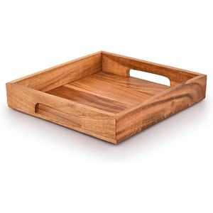 Bandeja de Servir Cuadrada de Madera de Diseño Moderno con Asas, Patrón Floral, Multifuncional para Desayuno, Café, Fiestas, Decoración del Hogar - Product Image 1