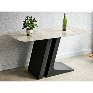Juego de Mesa de Comedor Rectangular Moderno de 140x80cm con Cubierta de Cerámica de Alta Calidad y Patas de Hierro, Ensamblado y Extensible BA68193 - Product Image 5