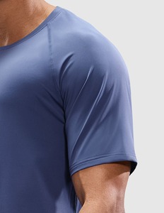 Venta al por mayor Camisetas unisex Streetwear Sólido Manga corta Transpirable Entrenamiento Secado rápido Camisetas en blanco para hombres - Product Image 5