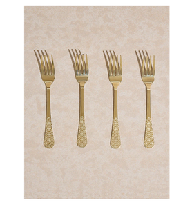 Juegos de tenedores de latón con aspecto de tendencia Juego de tenedor de vajilla de boda de acero con espejo con mango de PVD Diseño increíble Mango de latón - Product Image 3