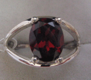 Shah Gems 925 Sterling <b>Silver</b> Natural <b>Garnet</b> <b>Ring</b> for Women Everyday Wear Fine Jewelry Oval Pear Cut Diamond Platinum Main Stone - Product Image 1