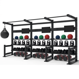 Rack de musculation pliable à 4 niveaux avec barre de traction, hauteur de 157 pouces, conception en 3 sections pour les salles de sport à domicile et les studios d'entraînement - Product Image 2