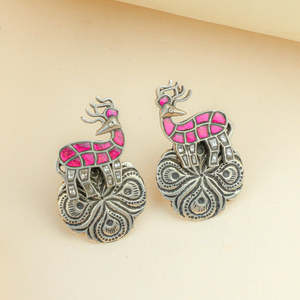 Anokhi - Pendientes de moda con bisel religioso de cobre y latón, con formas geométricas de animales, perlas y diamantes, ideales para fiestas. - Product Image 4