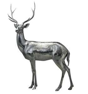 Ciervo con acabado plateado, escultura de ciervo decorativa de aluminio fundido personalizada, ciervo decorativo para el hogar hecho a medida - Product Image 4