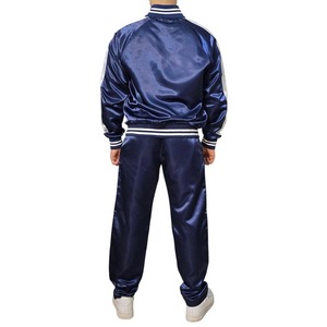 Wholesale Winter Comfortable Men's Tracksuit Custom Embroidered Logo Oversized 2-Piece Nylon Satin Drawstring Hoodie <b>Trouser</b> Set - Product Image 6