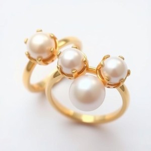 Bague perle blanche d'eau douce en or 18 carats et plaqué rhodium en argent sterling pour bijoux de mariage Freshlook plaqué or - Product Image 2