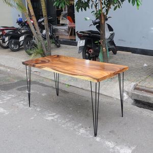 Handmade Solid Wood Mexican Western Style 70x140cm <b>Dining</b> <b>Table</b> with 5cm Thickness and Hairpin Legs - Product Image 3