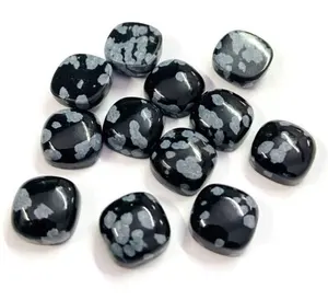 Natural Snowflake Obsidian Cushion Flat back Cabochon Loose Gemstones Semi Precious Stone Jewelry Making Gemstone Supplier