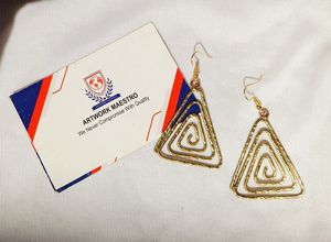 Bohemian Brass Earring with mate design - handmade - VINTAGE <b>INSPIRED</b> - ARTWORK MAESTRO - Product Image 2