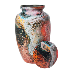 Handcrafted Aluminum Cremation <b>Urns</b> with Meena Coating <b>Large</b> (220 cu in) & Keepsake (3 cu in Engravable Metal cremation <b>urns</b> - Product Image 3