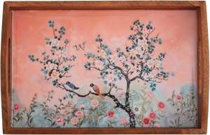 Handcrafted Twig <b>Enamel</b> Coated Wooden Serving <b>Tray</b>-Traditional Design Lightweight for Wedding Ramadan Parties Home Restaurant - Product Image 5