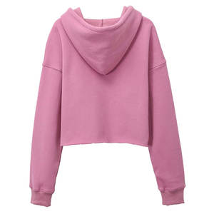 Sweat à capuche court pour femme de haute qualité avec impression de logo personnalisé, nouveau style, léger, haut d'hiver pour adultes, col à capuche - Product Image 2