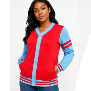 Pull décontracté personnalisé pour femme de l'Université de Delaware, en coton 100% tricoté, à manches longues, col en V, avec broderie contrastante rouge et bleue - Product Image 5