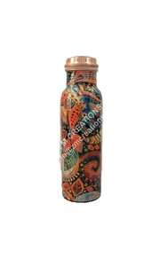 Handmade Customized Copper Water <b>Bottle</b> <b>with</b> Lid Shiny Polished Pure Copper Hammer Designs for Camping <b>Metal</b> Water <b>Bottles</b> - Product Image 6