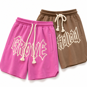 Pantalones Cortos Casuales Holgados de Felpa Francesa 100% Algodón para Hombre, Personalizados, con Logotipo de Flor en Relieve 3D en la Parte Delantera, Transpirables - Product Image 3