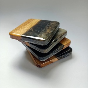 Classic Style Best Shaped Resin and Wooden Coaster <b>Set</b> Custom Material Kitchen Stone Pads Handmade in India - Product Image 1
