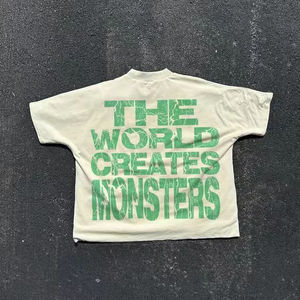 เสื้อยืดคอกลมสำหรับผู้ชายเสื้อครอปผ้าฝ้ายพิมพ์ลายกราฟิกแขนสั้น - Product Image 2