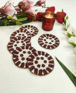 Handmade Classic Beaded <b>Coasters</b>-Church and Religious Drink <b>Coasters</b> with Polyester Backing (4x4 Inch) - Product Image 3
