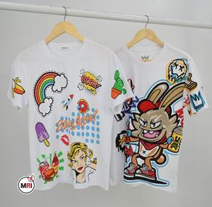 Venta al por mayor 100% algodón camisetas unisex transpirable y cómodo logotipo personalizado Chenille bordado y diamantes de imitación media manga camisa - Product Image 4