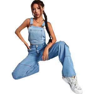 High Quality Street Wear <b>Women</b> <b>Baggy</b> Straight Casual <b>Jeans</b> Mid Rise Multi Pockets Faded Washed Denim Eco-Friendly Breathable - Product Image 6