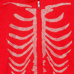 Sweat à capuche d'hiver à double fermeture éclair pour hommes avec strass Tissu polaire lourd 100% coton coupe surdimensionnée Logo personnalisé - Product Image 5