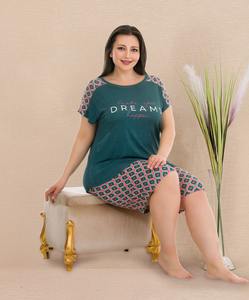 Ensemble de pyjama pour femmes grandes tailles, haut à manches courtes et short, vêtements de nuit confortables, vêtements de maison de grande taille - Product Image 1