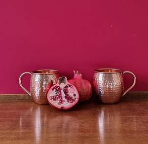 Juego de 2 tazas de cobre martillado Premium con asas de latón, perfecto para cócteles de mula de Moscú, cerveza, whisky y uso doméstico - Product Image 6