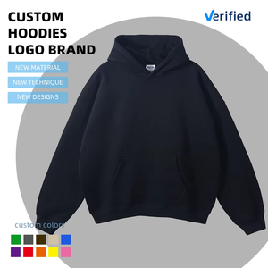 500gsm Custom Oversized <b>Black</b> Logo Puff Print Terry Cotton 400gsm <b>Hoodies</b> Terry Heavy Weight No String <b>Zip</b> <b>up</b> Hoodie - Product Image 2