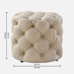 Poufs modernes en velours beige pour chambre à coucher ou salon - Product Image 2