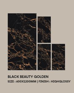 Erica แผ่นกระเบื้องพอร์ซเลนเงางามทันสมัยสีดำสวยทองที่อุดมไปด้วยหินอ่อนสำหรับผนังภายในวิลล่าห้างสรรพสินค้าโรงเรียน - Product Image 3