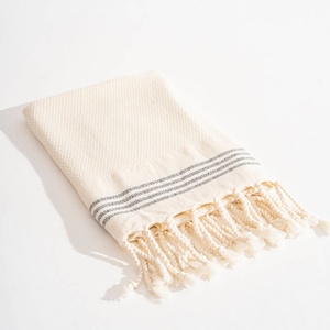 Serviette turque pour cheveux Hasir, 21x43 pouces, crème - Product Image 1