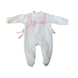 Combinaison tissée rose pour bébé fille - Product Image 1