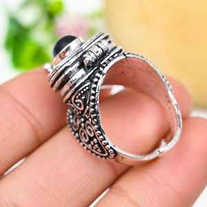 Black <b>Onyx</b> Pill Box Ring Adjustable 925 Sterling Silver Secret Message Box Ring Handmade Jewelry Holiday Gift - Product Image 2