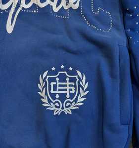 Sweat-shirts à capuche zippés en coton 100% respirant, 420 g/m², avec impression personnalisée streetwear, effet délavé au soleil, patch en strass - Product Image 2