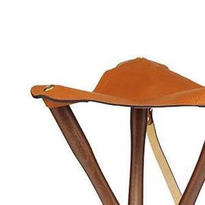 เก้าอี้ไม้พร้อมที่นั่งหนังเก้าอี้กลางแจ้งเก้าอี้สามขาเก้าอี้ล่าสัตว์ - Product Image 4