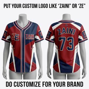 Maillot de baseball interlock 100 % polyester premium 180 GSM, design à panneaux rouge, bleu marine et blanc, personnalisation par sublimation et broderie du nom de l'équipe - Product Image 1
