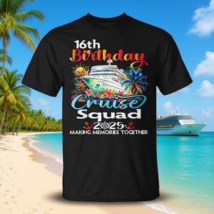T-shirt per il 16° compleanno a tema Crociere per amici e famiglia, design coordinato per vacanze e promozioni - Product Image 3