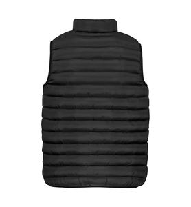 Veste bouffante de couleur noire unie de qualité supérieure OEM pour hommes, gilet matelassé à col montant et fermeture éclair en tissu polyester personnalisé - Product Image 2