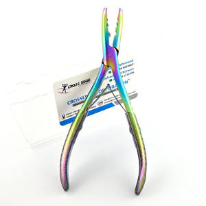 TOP Quality Rainbow Micro Beads <b>Crimping</b> Plier with 2 Hole Human Hair Extension Tools Silicon Rubber Grip Salon Tool Accessories - Product Image 3