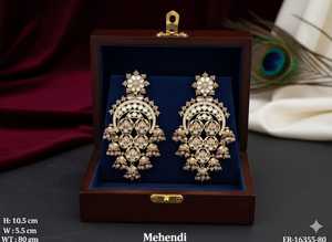 Pendientes antiguos de oro alto, joyería india tradicional, ropa de fiesta étnica, Pendientes colgantes de diseñador para mujeres y niñas - Product Image 3