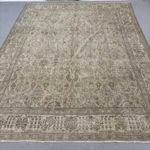 9.4x12.6 ft Turkish Oversize <b>Wool</b> Rug Eco-Friendly Vintage <b>Brown</b> Patchwork Camouflage with Latex Backing - Product Image 1